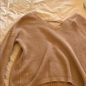 forever 21 v-back pink sweater